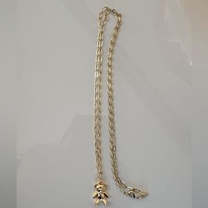Gold Teddy Bear Pendant Necklace